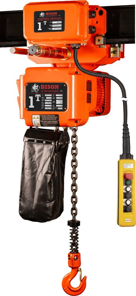 BISON 3-Phase Electric Chain Hoist With Motorized Trolley