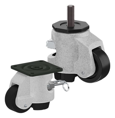 CasterDepot Leveling Casters - Nylon Wheel - Ratchet Adjustment - Capacities Up To 500 Kg.