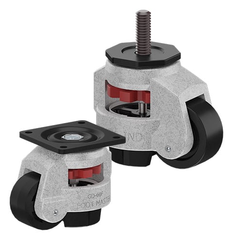 CasterDepot Leveling Casters - Nylon Wheel- Side Thumb Adjustment - Capacities Up To 550 Kg.
