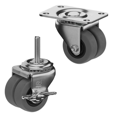 CasterDepot Low Profile Casters - Thermo-Rubber Wheel - Capacities Up To 180 Lbs.