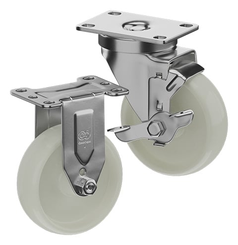 CasterDepot Top Plate Casters - White Nylon Wheel - Capacities Up To 350 Lbs.