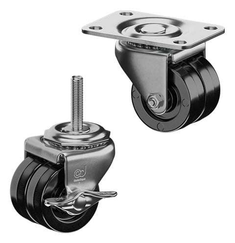 CasterDepot Low Profile Casters - Polyolefin Wheel - Capacities Up To 300 Lbs.