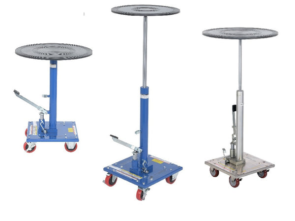 Hydraulic Post Tables With Rounded Tops