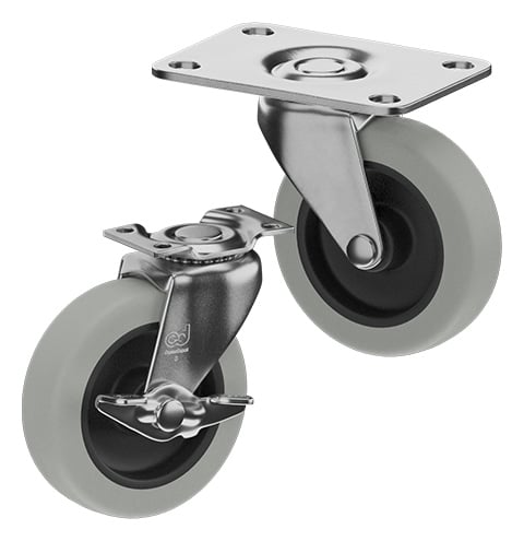 CasterDepot Top Plate Casters - Thermo-Rubber Wheel - Capacities Up To 110 Lbs.