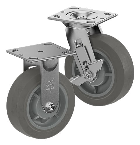 CasterDepot Top Plate Casters - Thermo-Rubber Wheel - Capacities Up To 600 Lbs.