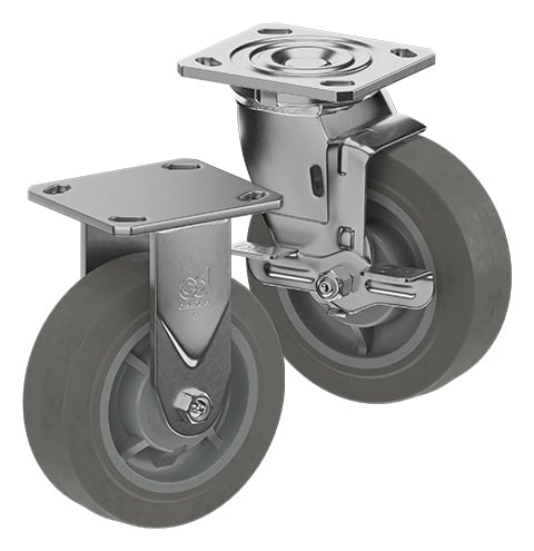 CasterDepot Top Plate Casters - Thermo-Rubber Wheel - Capacities Up To 600 Lbs.