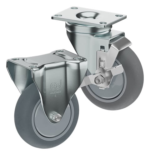 CasterDepot Top Plate Casters - Thermo-Rubber Wheel - Capacities Up To 325 Lbs.