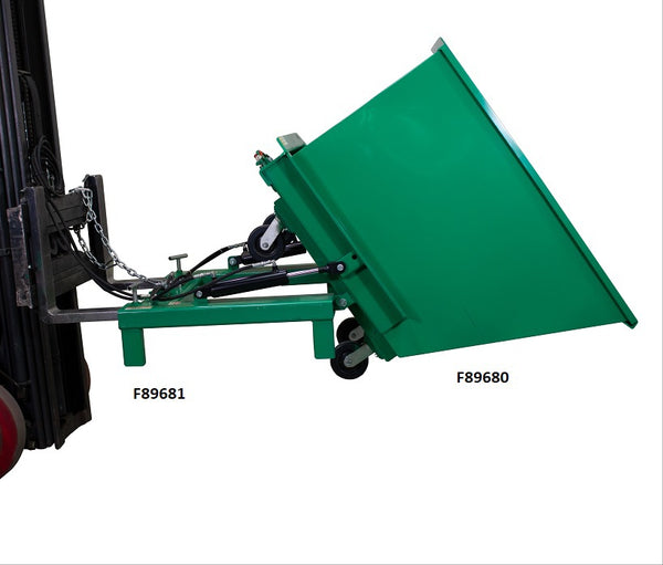 Powered Self-Dumping System Forklift Attachment