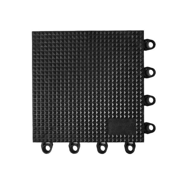 MT2 Interlocking Anti-Fatigue Floor Tiles, Recycled - HMT2.78X12X12.PY.BK.CS