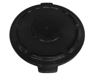Crusader Round Trash Cans - Lids & Dolly - HCTC-L20-BLACK