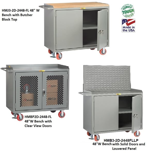 48" Wide Mobile Bench Cabinets - HMJP2D-2448-FL