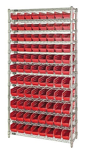 Chrome Wire Shelving Units With Shelf Bins - HWR12-103-R