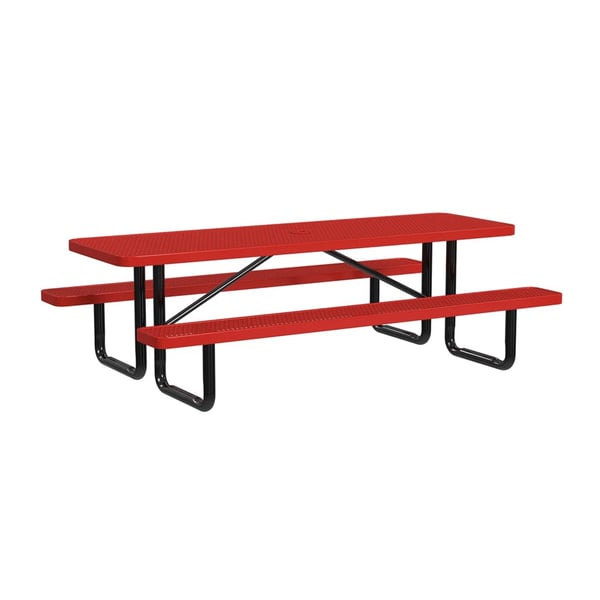 Expanded Metal Portable 8Ft Picnic Table - HT8XPP-RED
