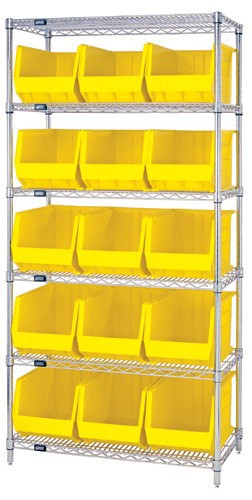 Chrome Wire Shelving Units With Ultra Bins - HWR6-260-Y