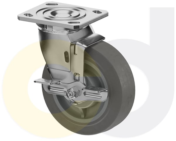 CasterDepot Top Plate Casters - Thermo-Rubber Wheel - Capacities Up To 600 Lbs. - HC091.EBF