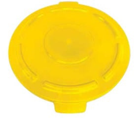 Crusader Round Trash Cans - Lids & Dolly - HCTC-L10-YELLOW