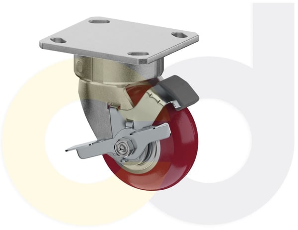 CasterDepot Ergonomic, Top Plate Casters - Poly On Aluminum Wheel - Capacities Up To 1500 Lbs. - HC002.991