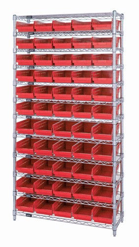 Chrome Wire Shelving Units With Shelf Bins - HWR12-104-R