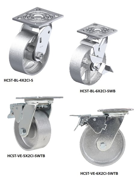 Cast Iron / Semi-Steel Casters - HCST-BL-5X2CI-S