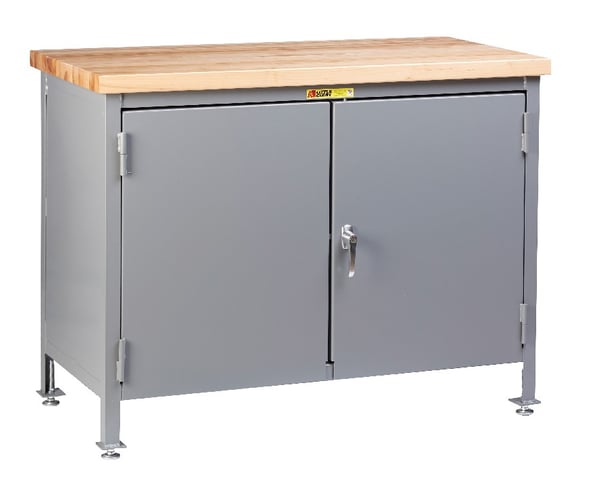 12 Gauge Work Center Cabinet With Butcher Block Top - HWTC-2D-3072-LL