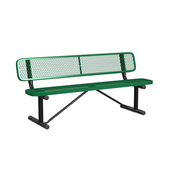 Expanded Metal Portable 6Ft Bench With Back - HB6WBP-GREEN