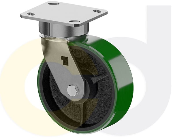 CasterDepot Ergonomic, Top Plate Casters - Poly On Cast Iron Wheel- Capacities Up To 1400 Lbs. - HC091.9FD