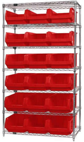 Chrome Wire Shelving Units With Magnum Bins - HWR7-532-R