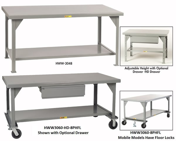 All-Welded Extra Heavy Duty Workbenches - HWW3060-HD-8PHFL
