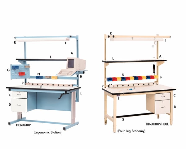 Ergonomic Base Work Station And Electric Height Workbenches - Optional Accessories - HLTF72