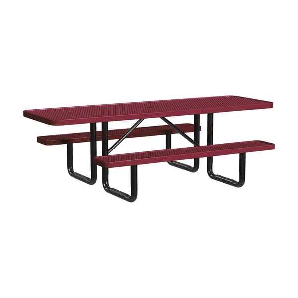Expanded Metal Portable 8Ft Picnic Table - HT8XPP-ADA-BURGUNDY