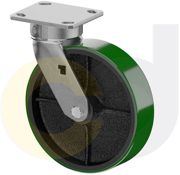 CasterDepot Ergonomic, Top Plate Casters - Poly On Cast Iron Wheel- Capacities Up To 1400 Lbs. - HC015.915