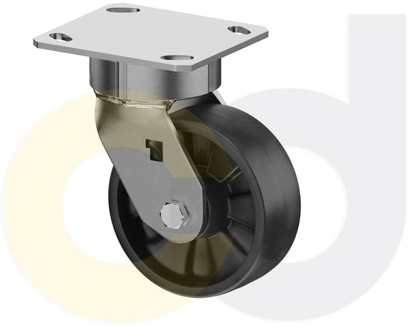 CasterDepot Ergonomic, Top Plate Casters - Glass-Filled Nylon Wheel- Cap. Up To 1400 Lbs. - HC000.6BE
