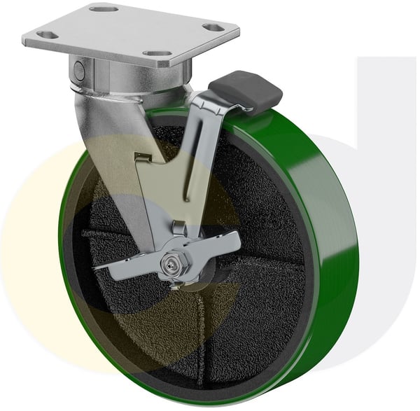 CasterDepot Ergonomic, Top Plate Casters - Poly On Cast Iron Wheel- Capacities Up To 1400 Lbs. - HC015.91F