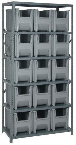 Shelving Units With Stackable Storage Bins - HQSBU-600-GY