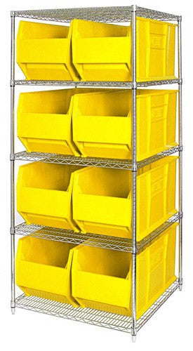 Chrome Wire Shelving Units With Hulk Containers - HWR5-993-Y