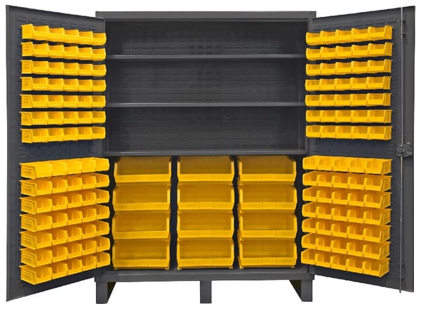 Heavy Duty Storage Cabinets With Hook-On Bins - HHDC60-156-3S95