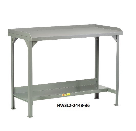 All-Welded Steel Workbenches With Back & End Stops - HWSL2-2448-36