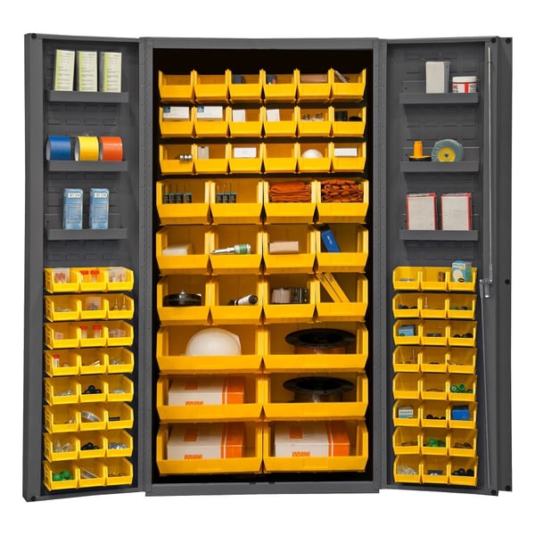 Heavy Duty All-Welded Bin & Shelf 14 Ga. Steel Storage Cabinets - HDC36-78-6DS