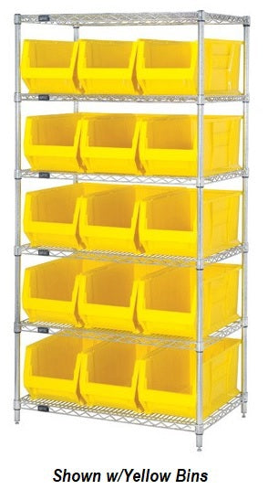 Chrome Wire Shelving Units With Hulk Containers - HWR6-973-B