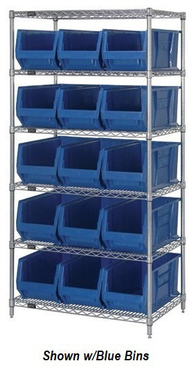 Chrome Wire Shelving Units With Hulk Containers - HWR6-953-Y