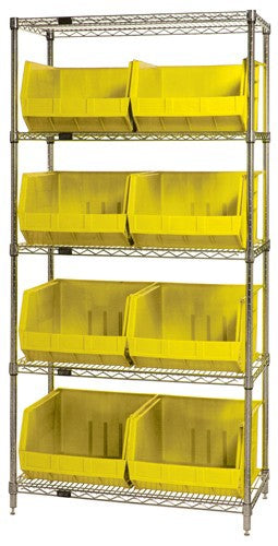 Chrome Wire Shelving Units With Ultra Bins - HWR5-270-Y