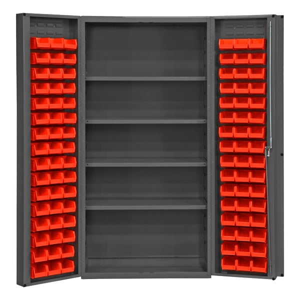 Heavy Duty All-Welded Bin & Shelf 14 Ga. Steel Storage Cabinets - HDC-DLP-96-4S
