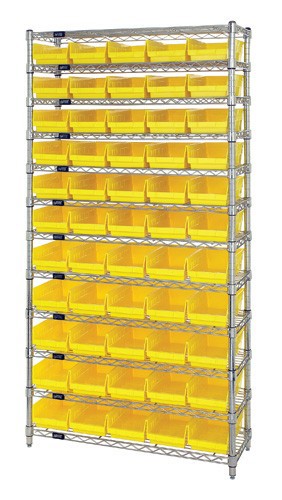 Chrome Wire Shelving Units With Shelf Bins - HWR12-104-Y