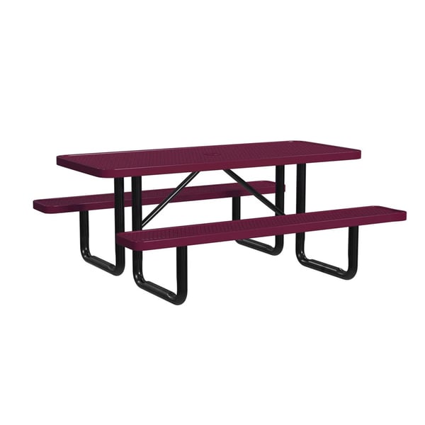 Expanded Metal Portable 6Ft Picnic Table - HT6XPP-BURGUNDY