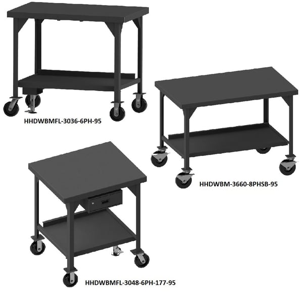 Mobile Heavy Duty Workbenches - HHDWBMFL-3060-6PH-95