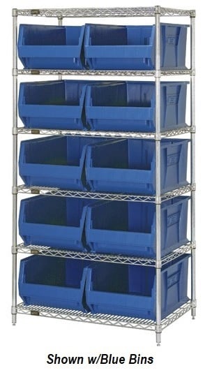 Chrome Wire Shelving Units With Hulk Containers - HWR6-974-Y