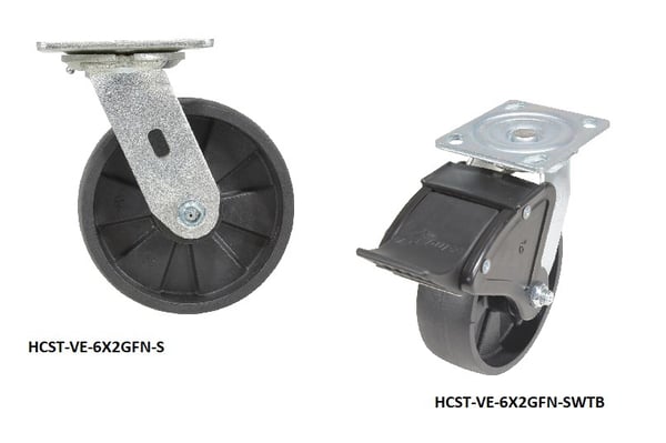 Glass Filled Nylon Casters - HCST-VE-5X2GFN-S