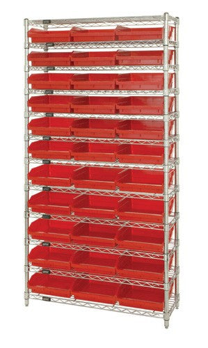 Chrome Wire Shelving Units With Shelf Bins - HWR12-109-R