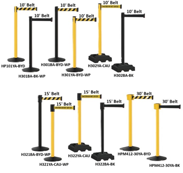 RETRACTA-BELT® Stanchions By Visiontron - H301BA-BYD-WP