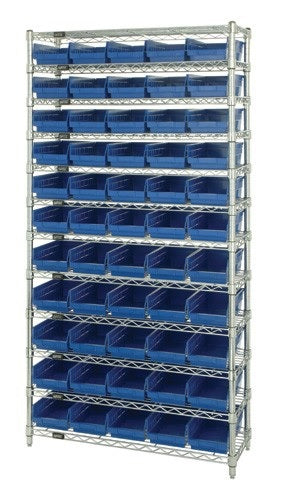 Chrome Wire Shelving Units With Shelf Bins - HWR12-102-B